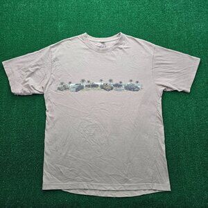 Newport Blue Tshirt Men XL Tan Short Sleeve Oldies Cars Locals Only Summer Beach